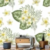Floral wallpaper 0118 - Living room arrangement. Light walls with plant motifs.