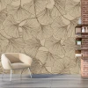 Vintage Floral Wallpaper 0111 - Graphic design featuring fan-shaped leaves in brown shades on a light background.