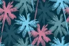Palm Wallpaper 0122 - Graphic design featuring palm trees in pink and blue on a dark background.