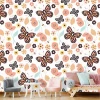 Children\'s room wallpaper with butterflies and flowers 0141 - Decorated in a bright-colored room with furniture.
