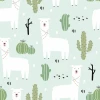 Children\'s room wallpaper Llamas 0163 - Graphic design. White llamas among cacti on a light background.