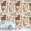 Forest Animals Wallpaper for Kids\' Room - Features bear and squirrel illustrations on a white background.