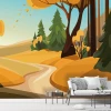 Forest Path Wallpaper 0132 - Living room decor with light-colored walls and muted furniture.