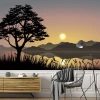 Tree wallpaper by the lakeside 0133 - Modern living room decor with light walls and wooden furniture.