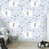 Elephant and flower wallpaper 0156 - Decorated children\'s room with light walls and muted furniture colors.