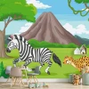 Zebra wallpaper, geopard 0135 - Decor for a child\'s room. Light-colored walls, pastel furniture.