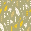 Boys\' room wallpaper with arrows and feathers 0227 - Graphic design featuring yellow and white arrows on a green background.