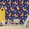 Space Cats Wallpaper 0177 for Kids\' Room - Navy walls with decorative elements.