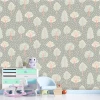Kids\' room wallpaper Forest 0221 - Decorated with gray walls and pastel trees.