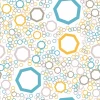 Colorful Geometric Wallpaper 0203 - Features hexagons and circles in blue, yellow, and gray.
