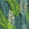Tree Leaves Wallpaper 0219 - Graphic pattern with leaves in shades of green and blue on a dark background.