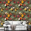 Toucan Wallpaper 0191 - Living room decor with green and brown walls, light-colored furniture.