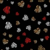 Heart Wallpaper 0226 - Graphic pattern with colorful hearts and stripes on a black background.