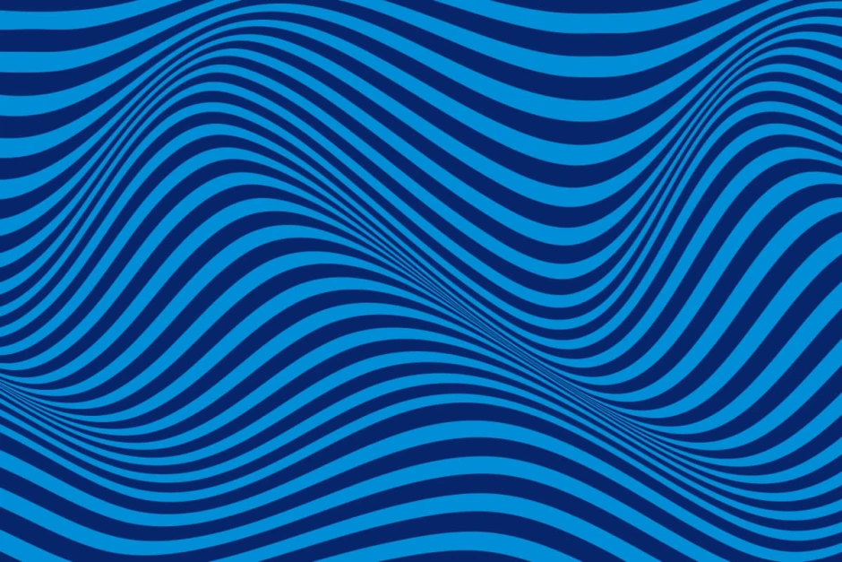 3D Waves Wallpaper, optical illusion 0248 - Graphic pattern. Blue waves create a sense of movement.