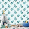 Owl wallpaper for kids 0233 - Decorated children\'s room with light walls, tent, and cushions in the background.
