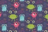 Colorful, friendly aliens wallpaper for kids 0270 - Graphic pattern with aliens in various colors and big eyes.