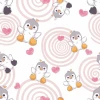 Child\'s room wallpaper Love Penguins 0262 - Graphic design with crowned penguins surrounded by hearts and swirls.