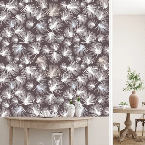 Feather Wallpaper 0229 - Bedroom decor with light-colored walls and natural-toned furniture.