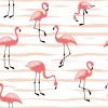 Flamingo Wallpaper 0231 - Graphic design with pink flamingos on a white background, featuring delicate horizontal lines.