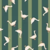 Goose Wallpaper 0237 - Graphic pattern featuring geese in various poses on a striped background.