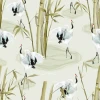 Wall wallpaper Herons, bamboo 0264 - Graphic pattern. White herons among green bamboo on a light background.