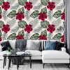 Hibiscus flower wallpaper 0234 - Living room setup with light walls and a white-gray sofa.