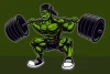 Youth wallpaper Bodybuilder with barbell 0309 - Graphic design featuring a green bodybuilder lifting a barbell in the background.
