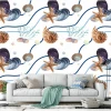 Seashells, starfish, underwater world wallpaper 0325 - Styled in a bright living room with light-colored walls and furniture.