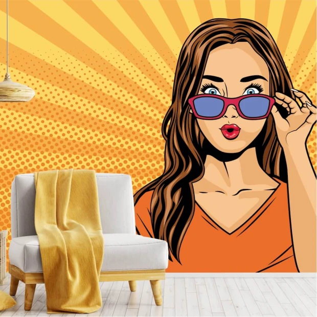 Girl Wallpaper 0306 - Living room decor with light-colored walls and minimalist furniture.