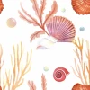 Coral Reef Shells Wallpaper 0327 - Graphic design featuring shells, corals, and bubbles.
