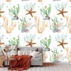 Underwater coral reef wallpaper 0326 - Graphic design featuring colorful corals, shells, and stars.