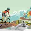 Mountain bike adventure wallpaper 0315 - Living room decor with light-colored walls and modern furniture.