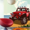 Off-road car wallpaper 0319 - Modern living room decor with light-colored walls and furniture.
