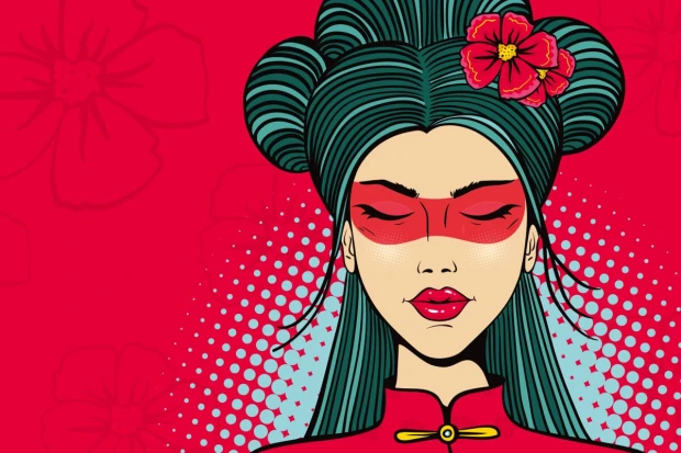 Wallpaper featuring a woman with flowers in her hair 0297 - Graphic design. The image shows a woman with closed eyes and flowers.