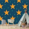 Children\'s wallpaper Stars on a dark sky background 0328 - Decor for a child\'s room with dark-colored walls and accents.