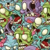 Zombie 0356 youth wallpaper - Graphic design featuring colorful zombie skulls in shades of green and purple.