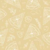 Kitchen wallpaper featuring pizza, vegetables, fruits, and spices in a graphic design with pizza slice shapes.