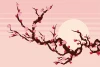 Peach flower branch wallpaper against a sun backdrop 0373 - Graphic design featuring pink flowers on a background.