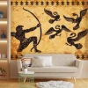 Hercules wallpaper hunting Stymphalian birds 0375 - Living room decor with warm walls and modern furniture.