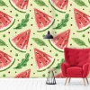 Watermelon Kitchen Wallpaper 0332 - Bright walls with red accents in furniture.