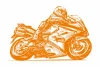 Racing motorcycle wall wallpaper 0363 - Graphic design with an orange outline of a motorcycle in motion.