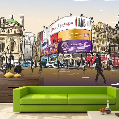Wallpaper featuring a stroll through central London 0365 - Living room decor with light-colored walls and modern furniture.