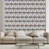 Vintage geometric pattern wallpaper 0342 - Living room decor with light walls in pastel colors.
