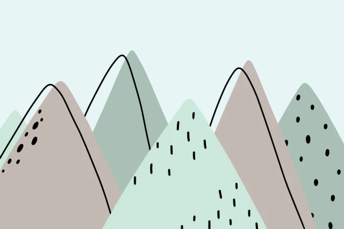 Children\'s room wallpaper Mountains, Scandinavian style illustration 0397 - Graphic pattern featuring mountains in various shades.