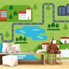 Children\'s room wallpaper Landscape, city and countryside road 0412 - Decor for a child\'s room. Wall color options available.