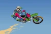 Motocross wall mural 0383 - Graphic design featuring a biker in mid-jump against a sky backdrop with dynamic colors and details.