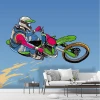 Motocross Jump Wall Mural 0383 - Styled in a modern living room with light walls and minimalist furniture.