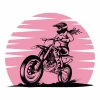 Youth wallpaper Girl, motocross 0449 - Graphic design featuring a girl on a motorcycle against a pink background.