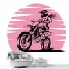 Youth wallpaper Girl, motocross 0449 - Room decor with light-colored walls and modern furniture.
