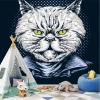 Wallpaper for kids\' room Green-eyed Cat 0455 - Decorated in a children\'s room with dark walls and light furniture.